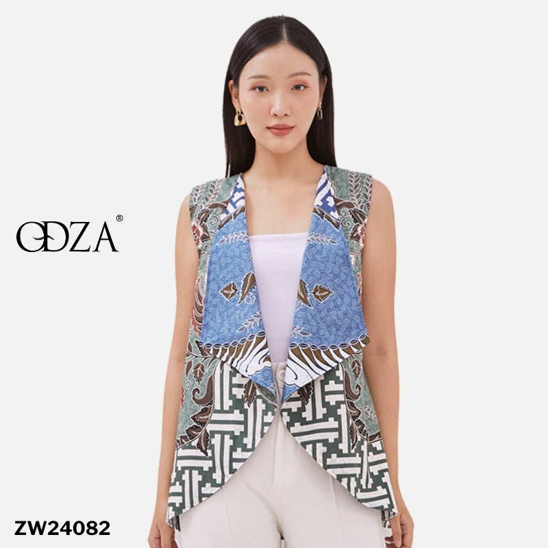 Odza Baju Luaran Atasan Rompi Batik Outer Wanita Bolak balik All size Adiraga Biru Hijau