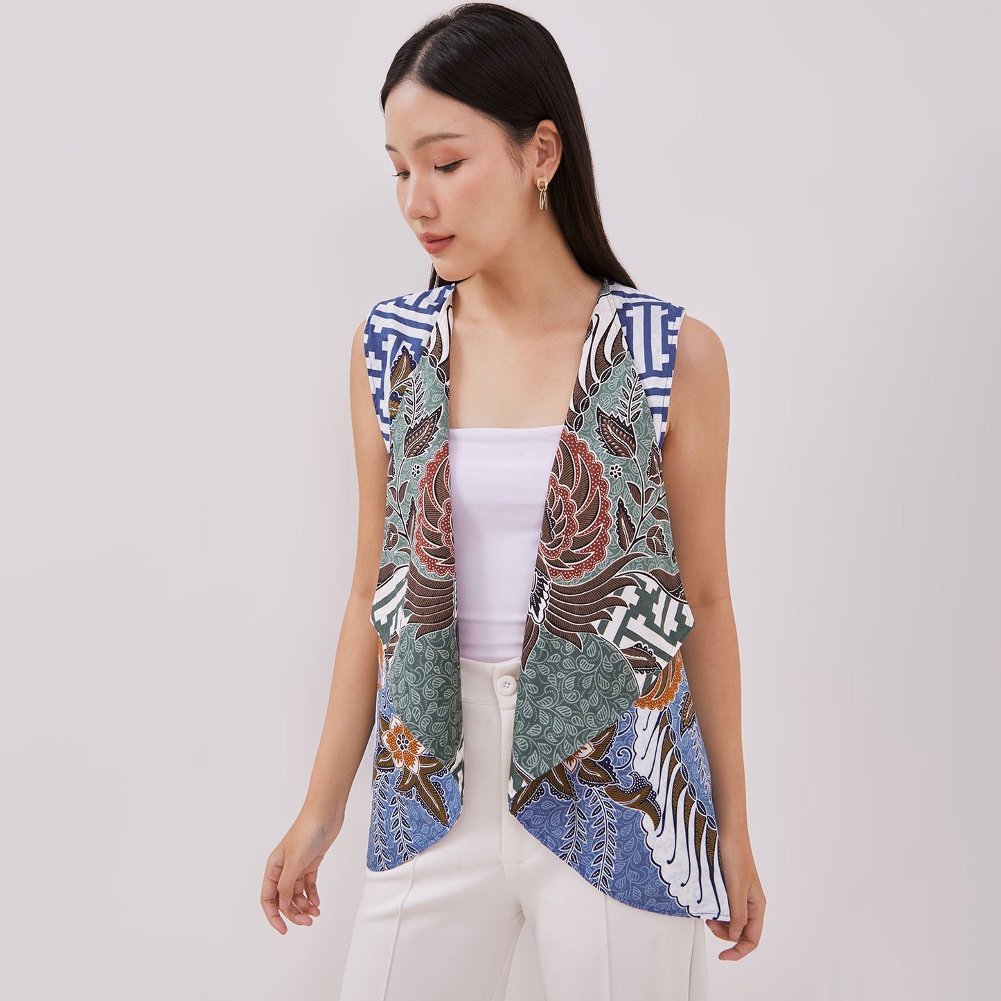 Odza Baju Luaran Atasan Rompi Batik Outer Wanita Bolak balik All size Adiraga Biru Hijau