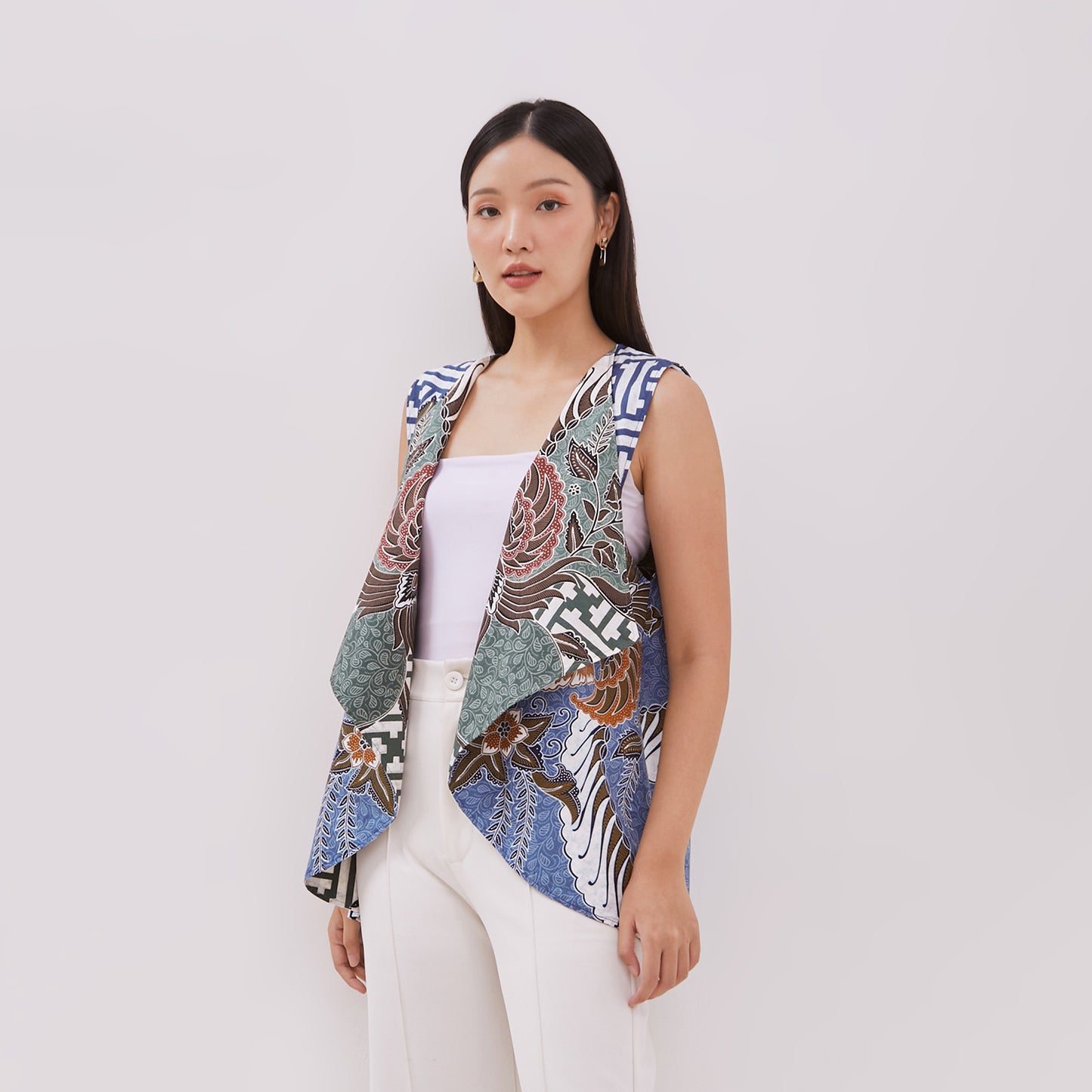 Odza Baju Luaran Atasan Rompi Batik Outer Wanita Bolak balik All size Adiraga Biru Hijau