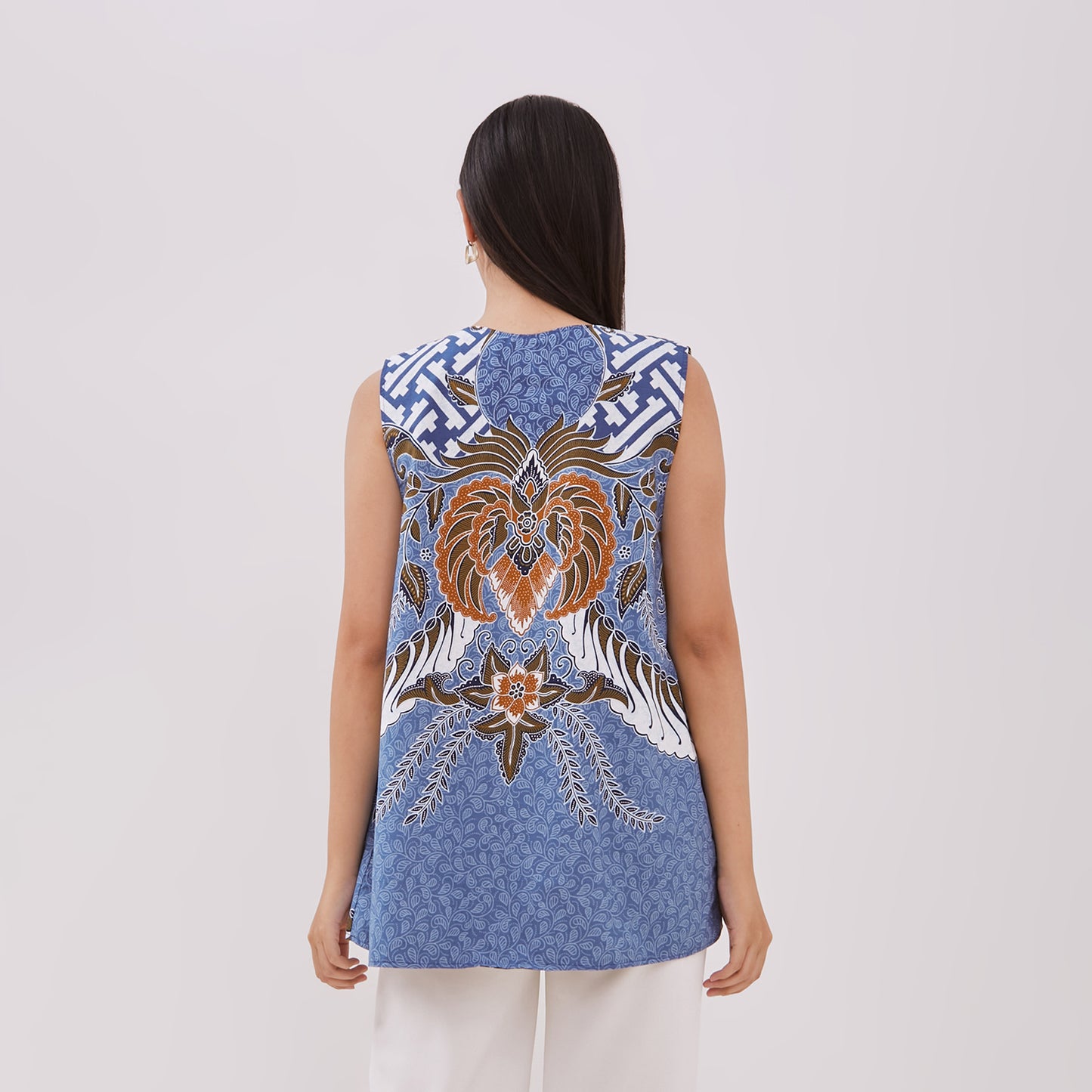 Odza Baju Luaran Atasan Rompi Batik Outer Wanita Bolak balik All size Adiraga Biru Hijau