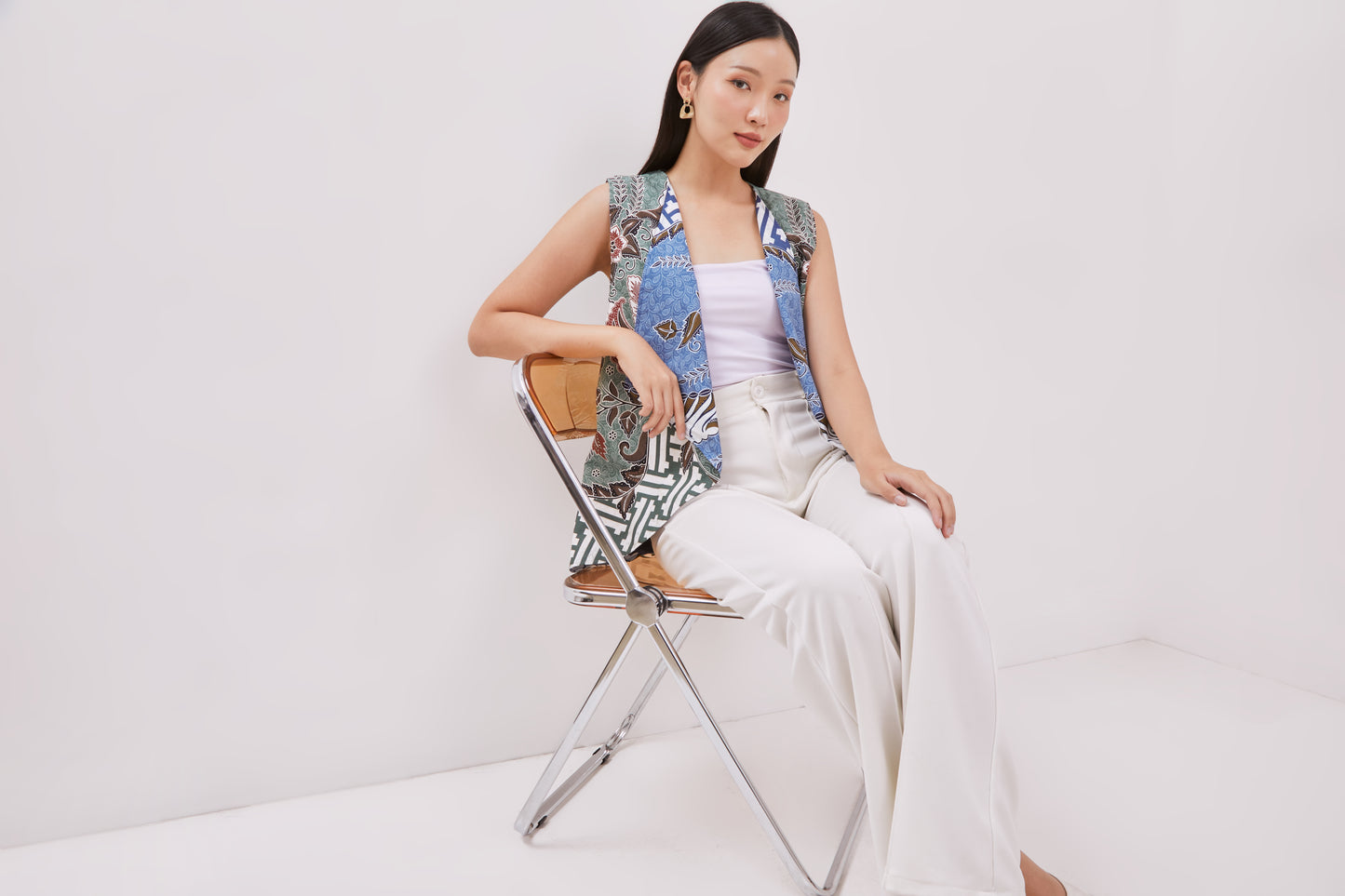 Odza Baju Luaran Atasan Rompi Batik Outer Wanita Bolak balik All size Adiraga Biru Hijau
