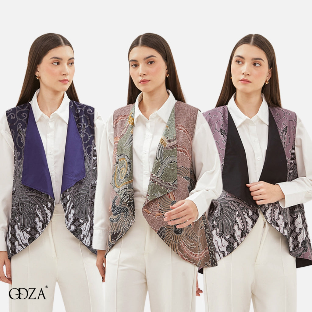 Odza Baju Luaran Atasan Rompi Vest Batik Outer Wanita Bolak Balik All Size Chloe