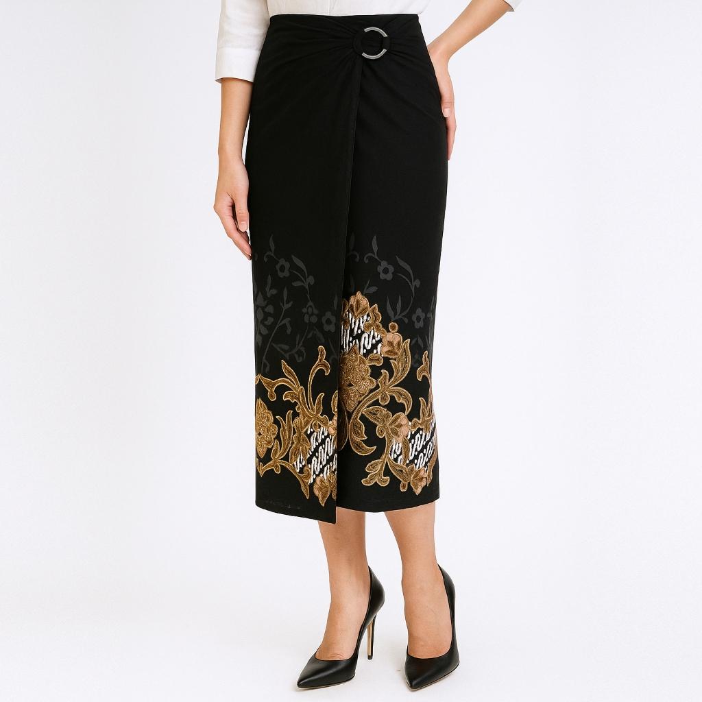 Odza Bawahan Rok Lilit Batik Tradisional Kebaya Wanita Free Ring Hitam Formal Nyaman Motif Katun Hanusa Panjang Wisuda Casual