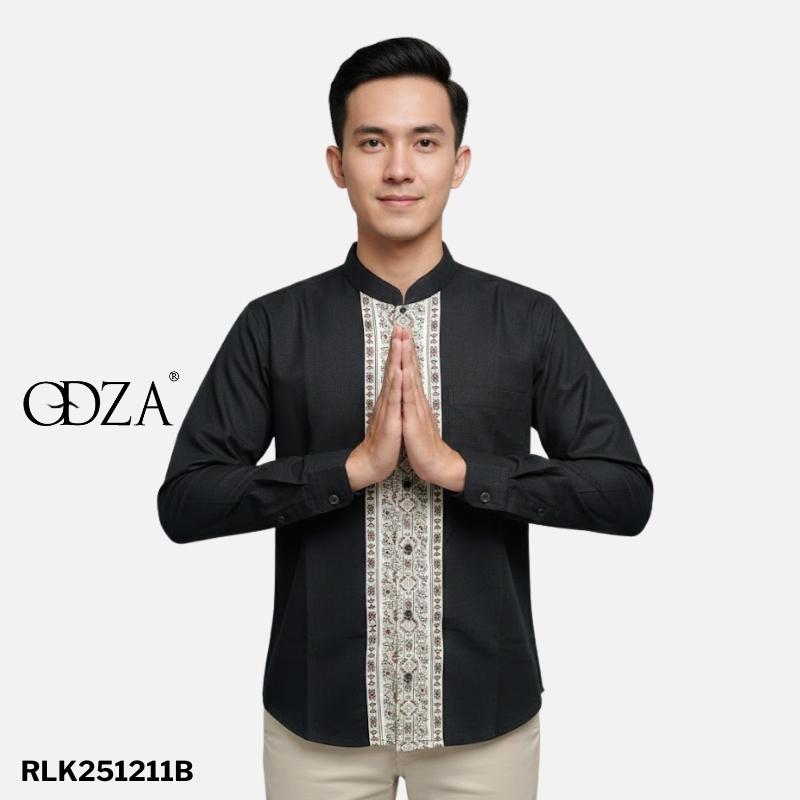 Odza Baju Koko Pria Lengan Panjang Jumbo Modern Baju Muslim Dewasa Cowok Regular Bukhori Biru Muda