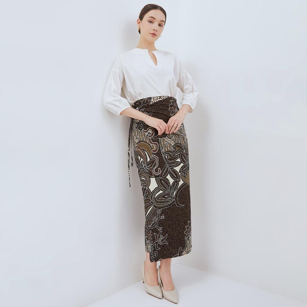 ODZACLASSIC Odza Set Seragam Kemeja Rok Couple Batik Pria Wanita Lengan Panjang Rok Lilit Kebaya Aswin Baju Batik Pasangan Slim Fit Kain Katun Printing 40s Motif Unik Orisinal