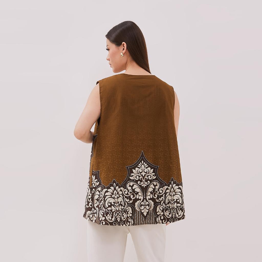 Odza Set Atasan Batik Lengan Panjang Outer Luaran Bolak Balik Pria Wanita Couple Panggenan Coklat