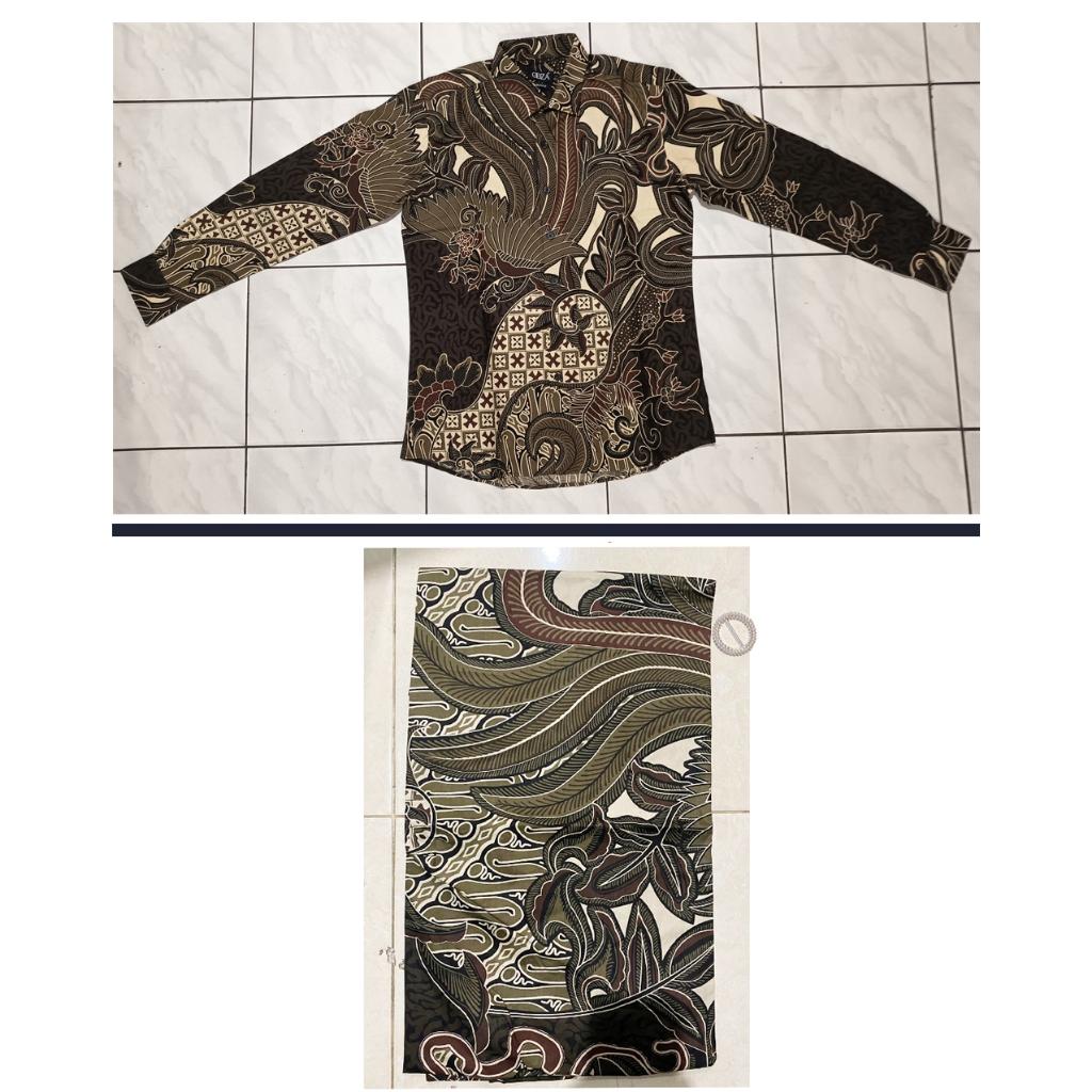 ODZACLASSIC Odza Set Seragam Kemeja Rok Couple Batik Pria Wanita Lengan Panjang Rok Lilit Kebaya Aswin Baju Batik Pasangan Slim Fit Kain Katun Printing 40s Motif Unik Orisinal