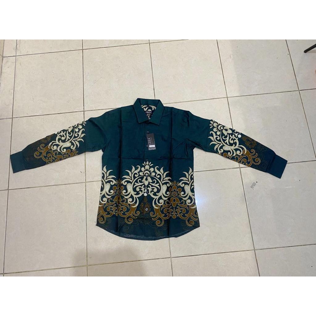 Odza Baju Atasan Batik Solo Slim dan Regular Fit Modern Lengan Panjang Hijau Kurama