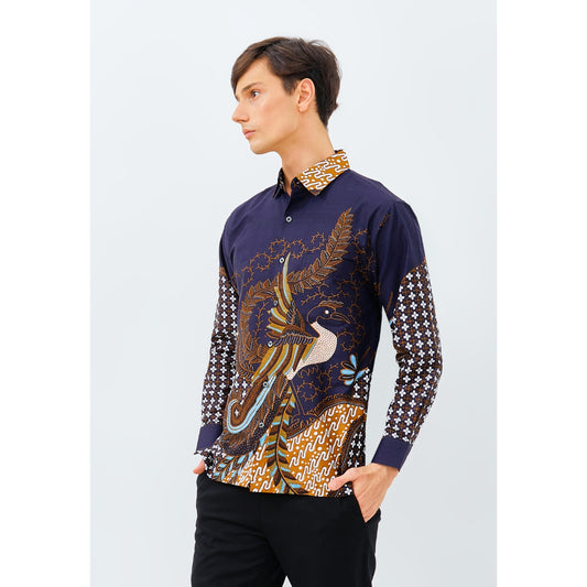 Odza Kemeja Batik Lengan Panjang Pria Regular Fit Fashion Size Besar Modern Aryasetya