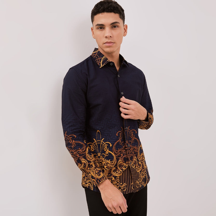 Odza Kemeja Batik Lengan Panjang Pria Cotton Printing Slim Regular Fit Premium 40s Modern Linggara