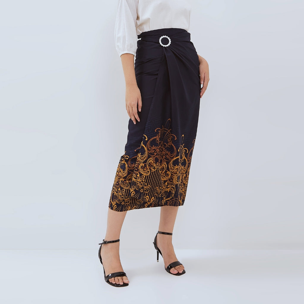Odza Bawahan Rok Lilit Batik Tradisional Kebaya Wanita Free Ring Navy Hanusa