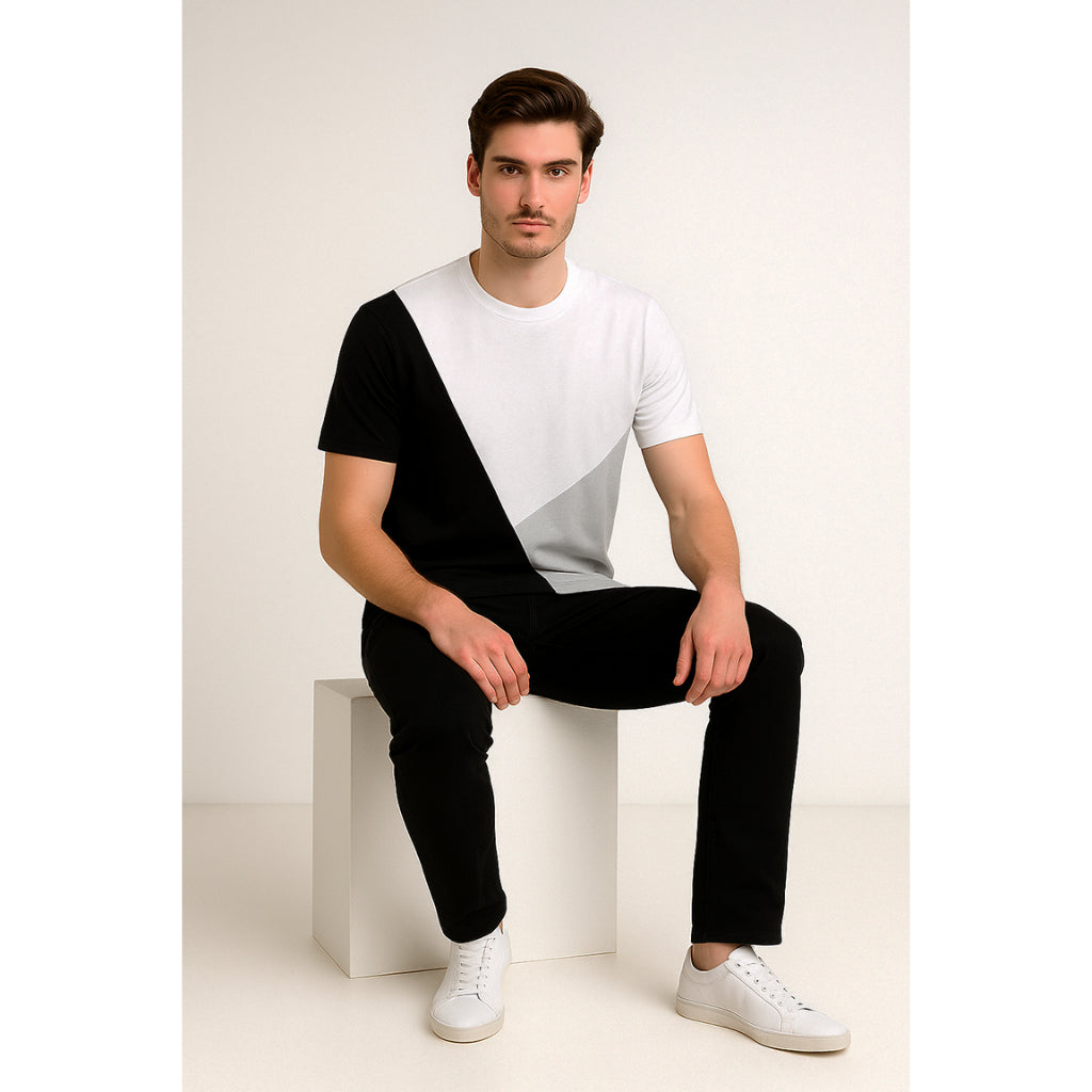 Odza Kaos TShirt Pria Wanita Baju Design Minimalis Kombinasi Kasual 100% Katun 24s