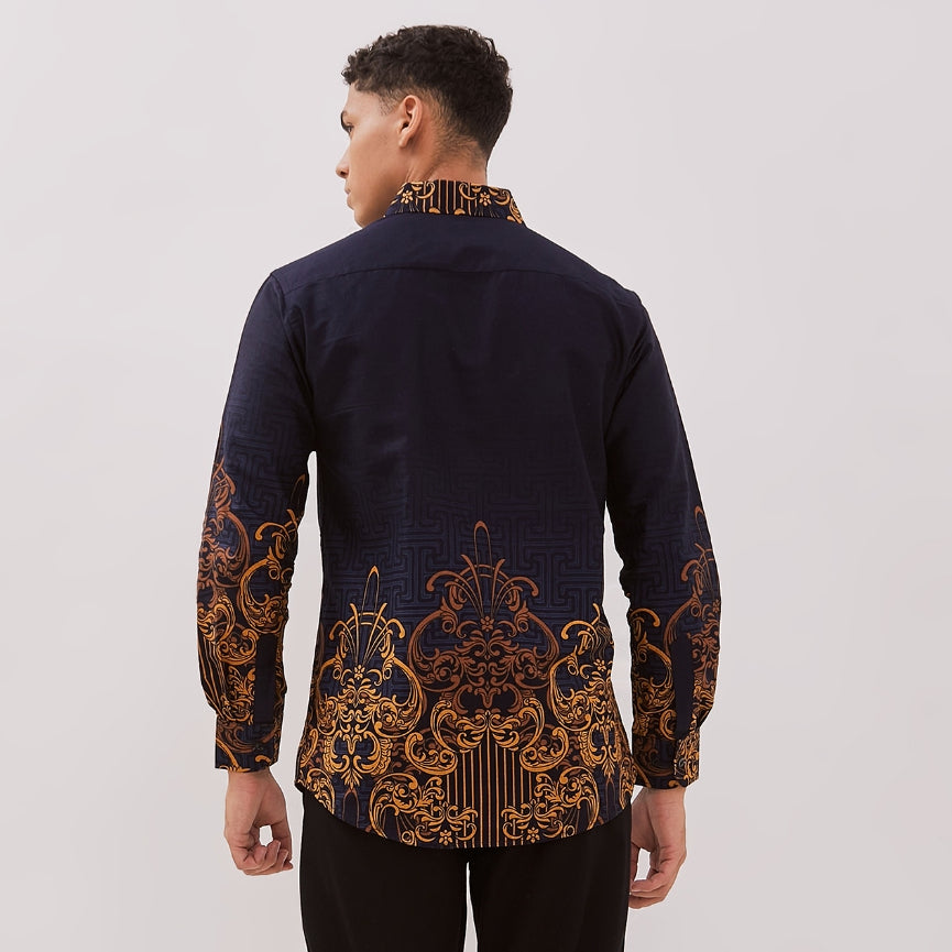 Odza Kemeja Batik Lengan Panjang Pria Cotton Printing Slim Regular Fit Premium 40s Modern Linggara