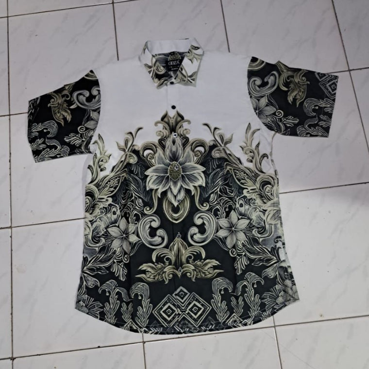 Odza Baju Batik Modern Pria Lengan Pendek Kemeja Fashion Jumbo Seragam Kantor Mahavira