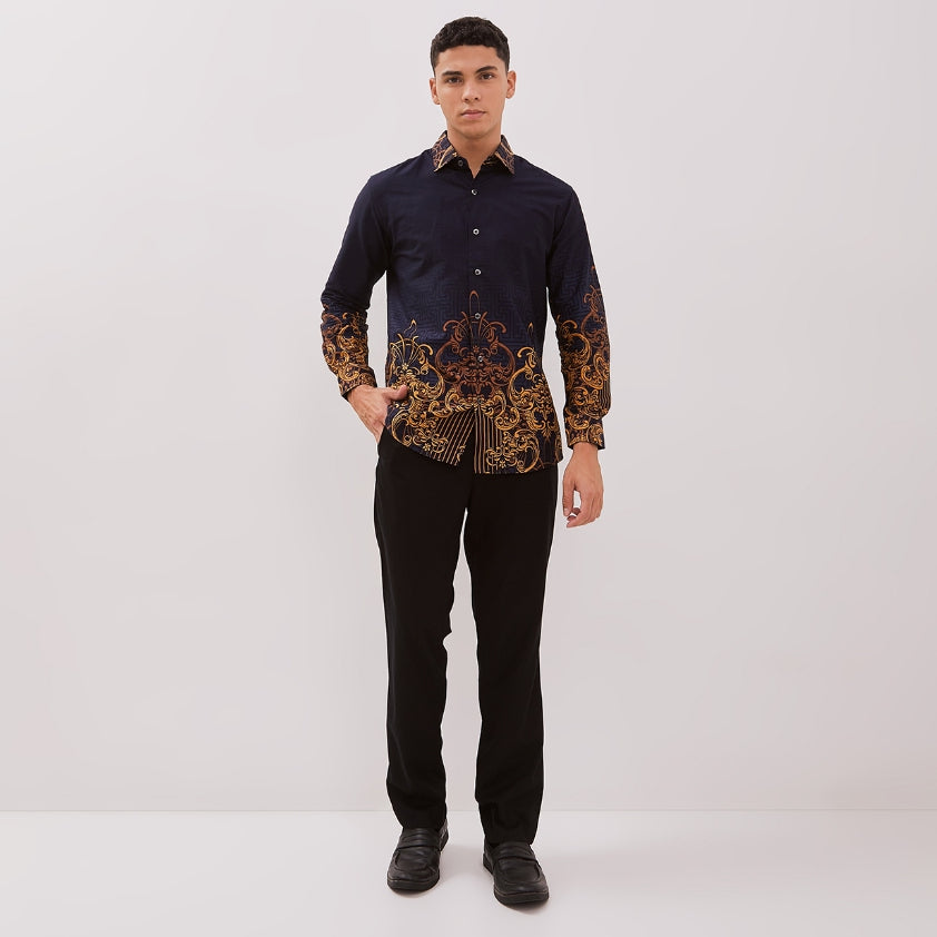 Odza Kemeja Batik Lengan Panjang Pria Cotton Printing Slim Regular Fit Premium 40s Modern Linggara