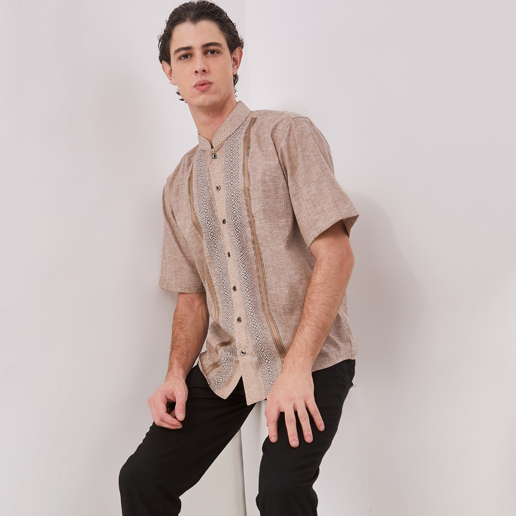 Odza Classic Baju Kerah Mandarin Koko Pria Regular Fit Lengan Pendek Jumbo M-XXL Firas