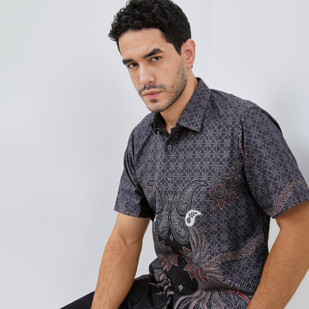 Odza Classic Baju Batik Pria Lengan Pendek Big Size Regular dan Slim Fit Fashion Modern Duroit