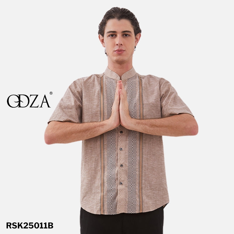 Odza Classic Baju Kerah Mandarin Koko Pria Regular Fit Lengan Pendek Jumbo M-XXL Firas