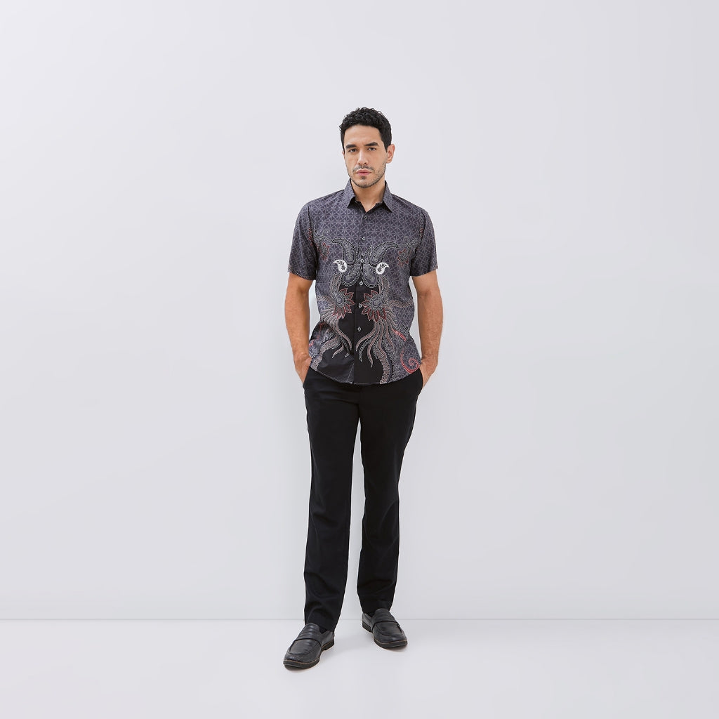 Odza Classic Baju Batik Pria Lengan Pendek Big Size Regular dan Slim Fit Fashion Modern Duroit