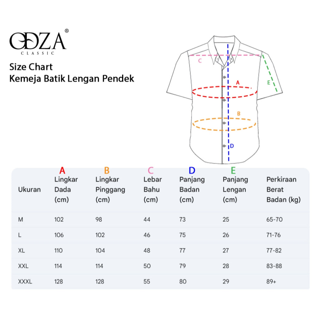 Odza Classic Baju Batik Pria Lengan Pendek Big Size Regular dan Slim Fit Fashion Modern Duroit