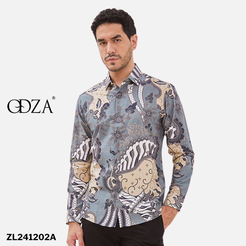 Odza Kemeja Batik Fashion Modern Pria Lengan Panjang Vardhamma