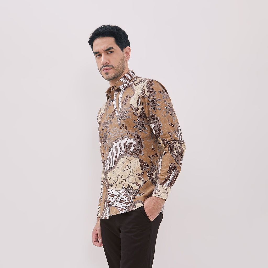 Odza Kemeja Batik Fashion Modern Pria Lengan Panjang Vardhamma