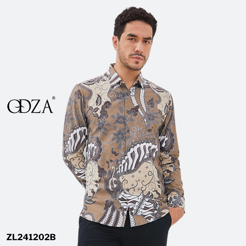 Odza Kemeja Batik Fashion Modern Pria Lengan Panjang Vardhamma