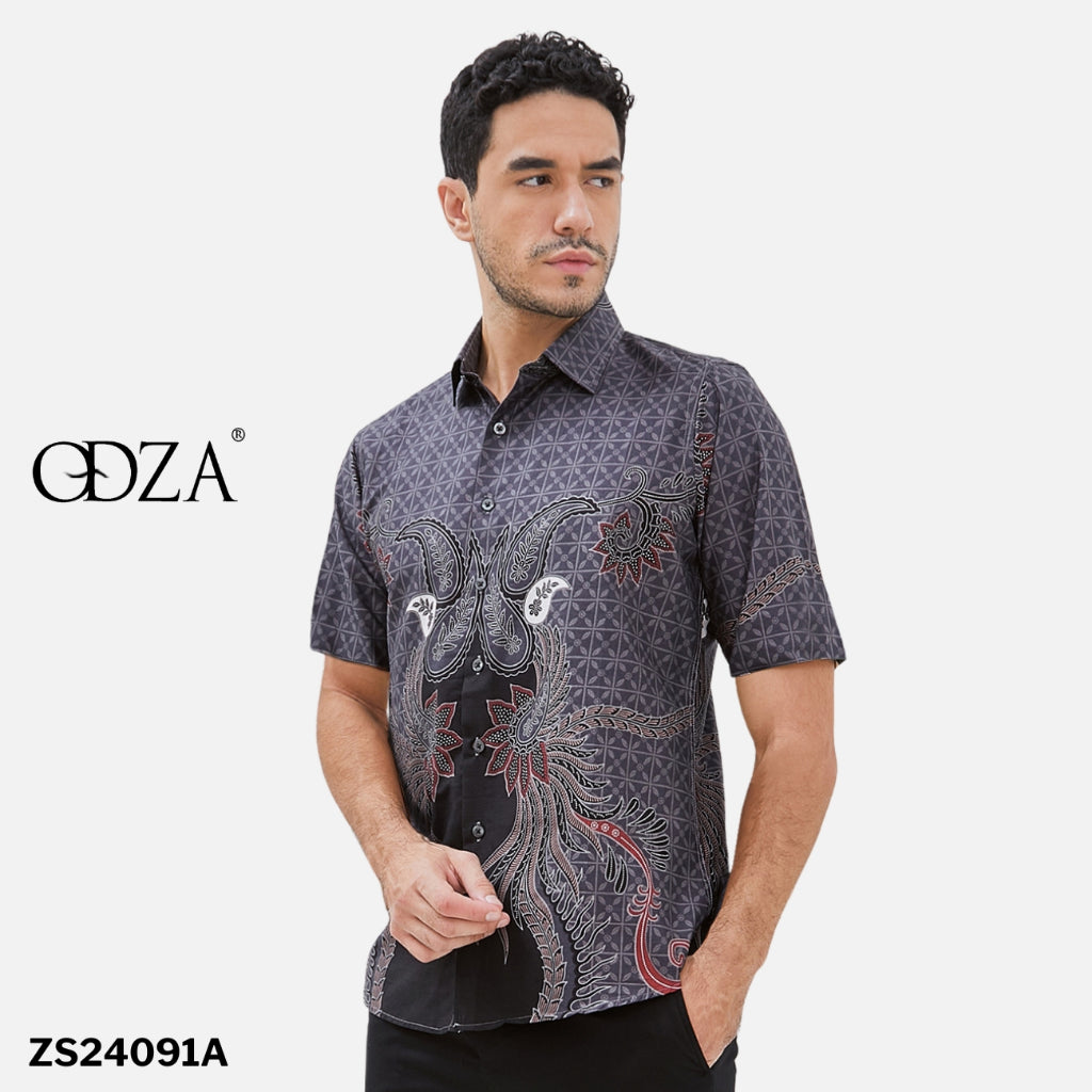 Odza Classic Baju Batik Pria Lengan Pendek Big Size Regular dan Slim Fit Fashion Modern Duroit