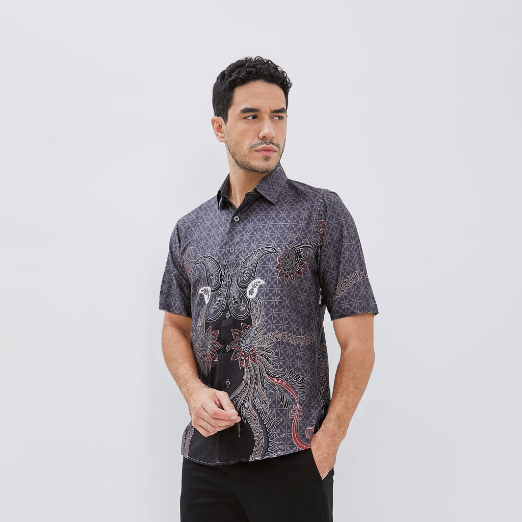 Odza Classic Baju Batik Pria Lengan Pendek Big Size Regular dan Slim Fit Fashion Modern Duroit