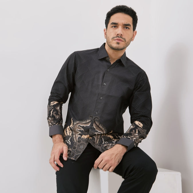 Odza Baju Batik Pria Lengan Panjang Modern Regular Fit Ragertha