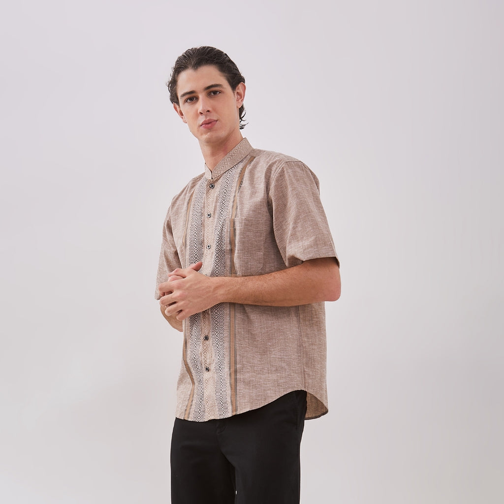 Odza Classic Baju Kerah Mandarin Koko Pria Regular Fit Lengan Pendek Jumbo M-XXL Firas