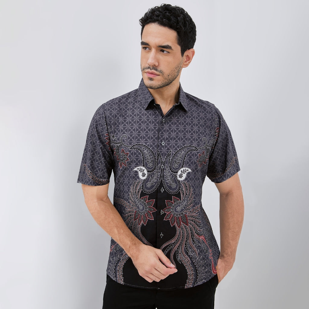 Odza Classic Baju Batik Pria Lengan Pendek Big Size Regular dan Slim Fit Fashion Modern Duroit