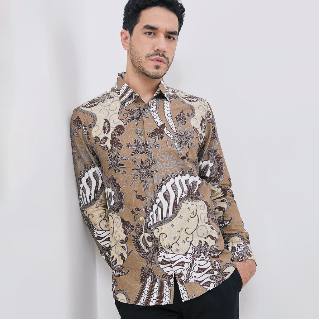 Odza Kemeja Batik Fashion Modern Pria Lengan Panjang Vardhamma