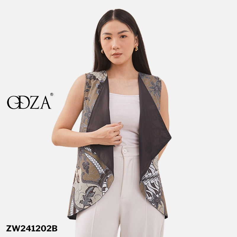 Odza Baju Outer Luaran Batik Rompi Couple Pesta Wanita Panggenan Biru Cokelat