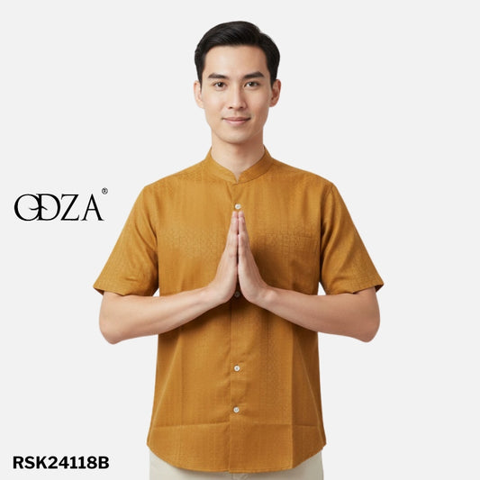 Odza Baju Koko Couple Bapak Anak Set Keluarga Lengan Pendek Jumbo Firas Kuning Mustard Emas