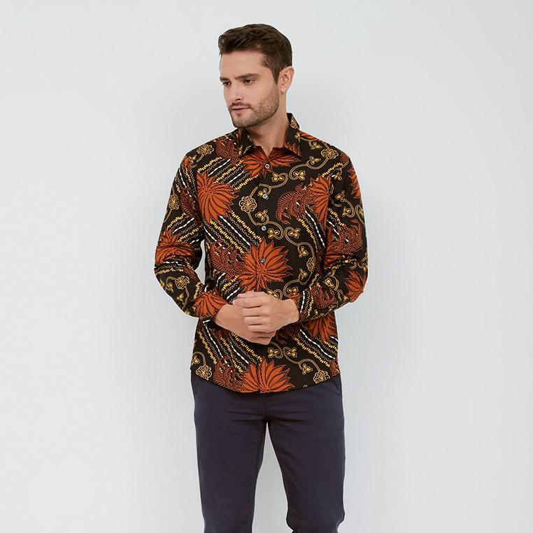Odza Classic Kemeja Batik SLIMFIT Pria Modern Lengan Panjang Capara