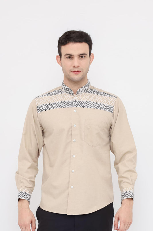 Odza Baju Muslim Pria Kemeja Koko Lengan Panjang Regular Fit Ajmal