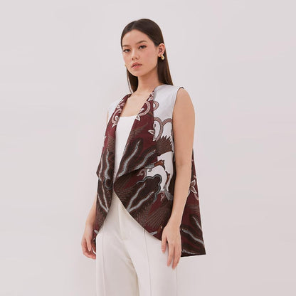 Odza Baju Couple Pria Wanita Kemeja Batik Rompi Outer Lengan Pendek Outfit Pesta Seragam Kasual Sadajiwa