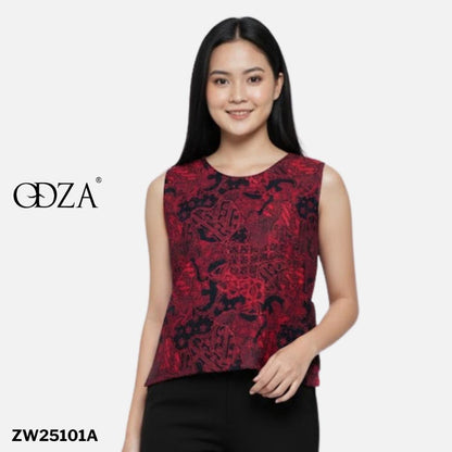 Odza Atasan Batik Couple Lengan Pendek Luaran Vest Rompi Set Baju Outer Pria Wanita Allsize Parama Merah Maroon Natal Imlek Sincia