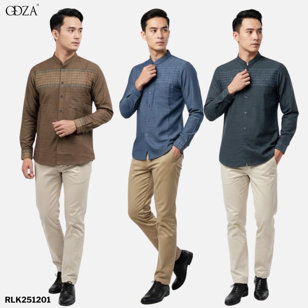 Odza Classic Baju Koko Pria Lengan Panjang Kemeja Muslim Kerah Shanghai Regular Afa Series Cocok untuk Ibadah dan Acara Resmi