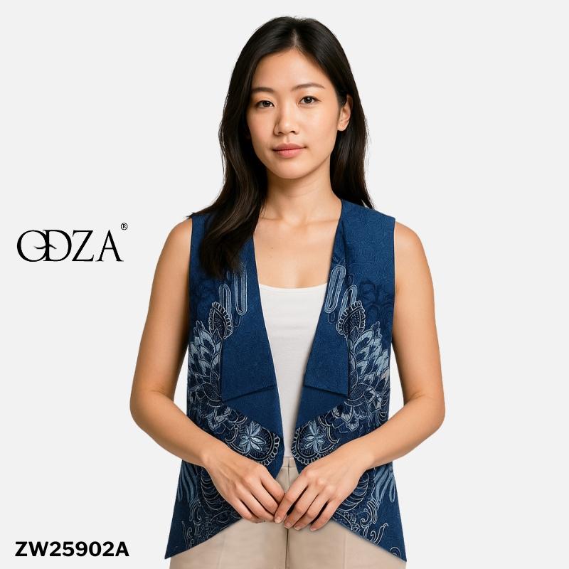 Odza Baju Batik Couple Kemeja Hem Pria Lengan Pendek Slim Fit Outer Rompi Vest Motif Biru Yogaswara