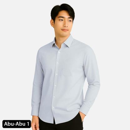 Odza Kemeja Polos Pria Lengan Panjang Slim Fit Regular Abu Muda