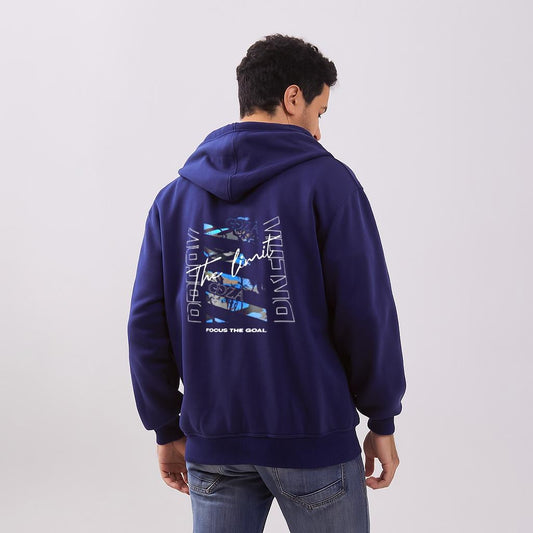 Odza Sweater Resleting Jaket Hoodie Unisex Pria Wanita Fleece Casual Style Navy