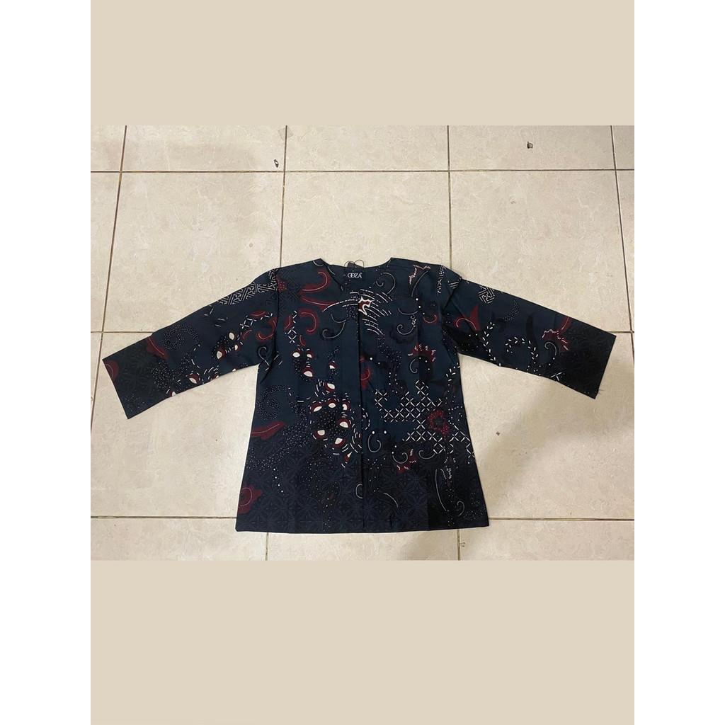 Odza Blouse Batik Wanita Lengan 7/8 Katun Premium Baju Kerja Kondangan Atasan Kebaya Decaddi Hitam