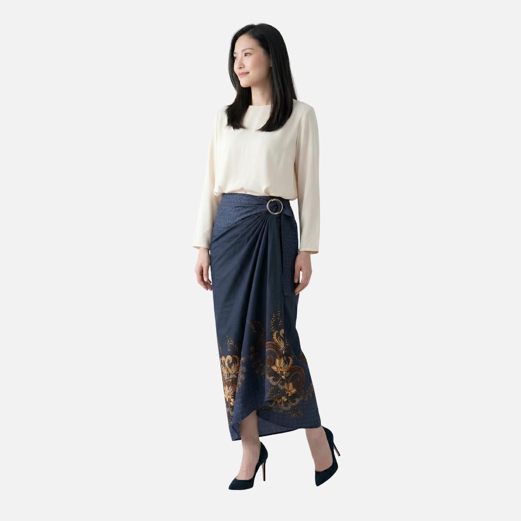 Odza Rok Lilit Batik Wanita Panjang Allsize Bawahan Kebaya Kondangan Wisuda Cassandra Navy Hitam