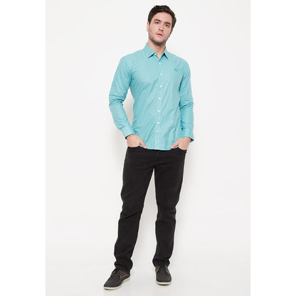 Baju Kemeja Lengan Panjang Hijau Muda Polos Pria Slimfit Atasan Formal Kantor