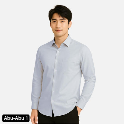 Odza Kemeja Polos Pria Lengan Panjang Slim Fit Regular Abu Muda