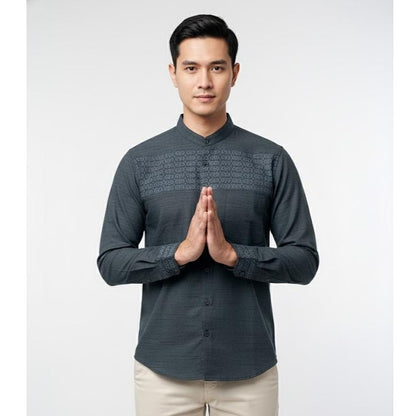 Odza Classic Baju Koko Pria Lengan Panjang Kemeja Muslim Kerah Shanghai Regular Afa Series Cocok untuk Ibadah dan Acara Resmi