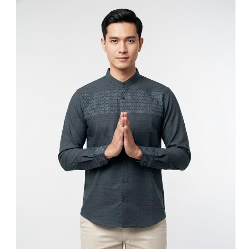 Odza Classic Baju Koko Pria Lengan Panjang Kemeja Muslim Kerah Shanghai Regular Afa Series Cocok untuk Ibadah dan Acara Resmi