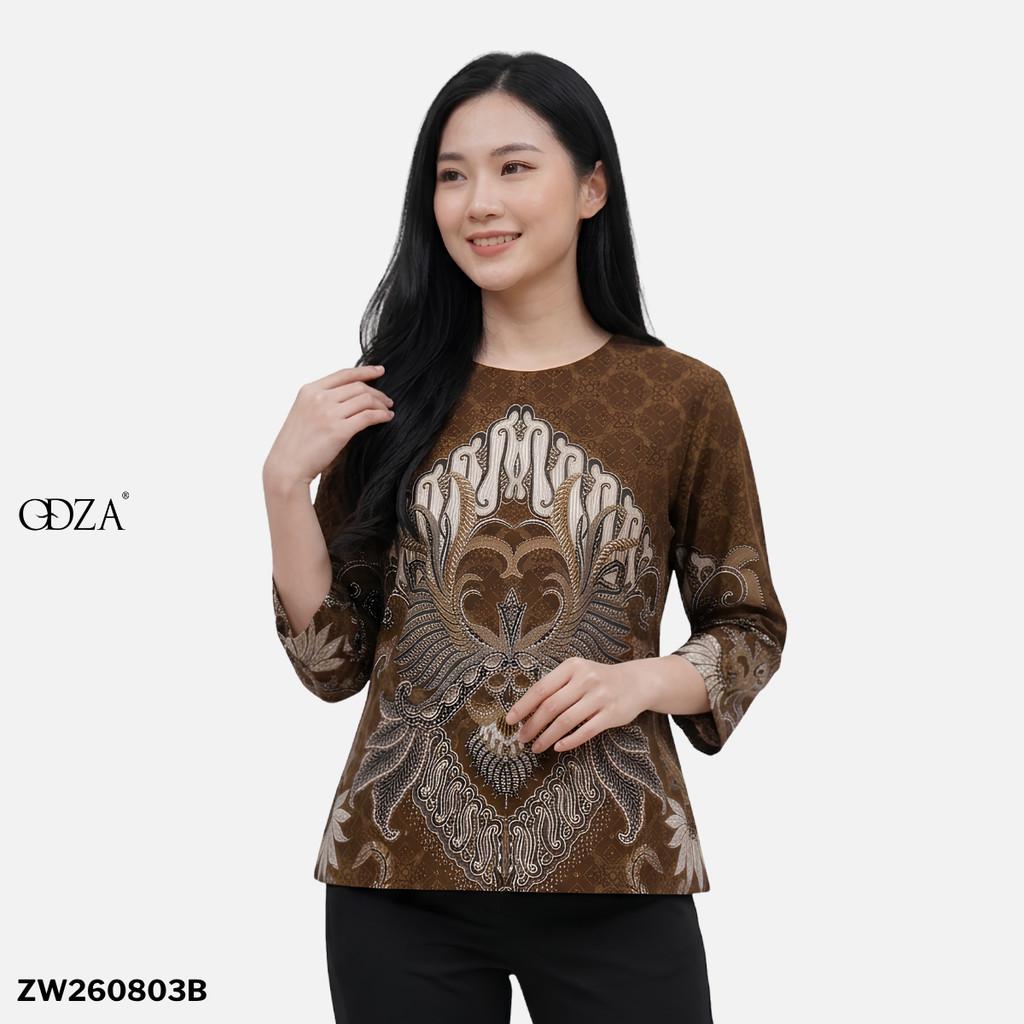Odza Batik Couple Set Kemeja Pria Blouse Wanita Lengan Panjang 7/8 Katun Premium Kondangan Jauwe Coklat